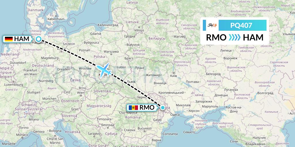 PQ407 SkyUp Airlines Flight Map: Chisinau to Hamburg