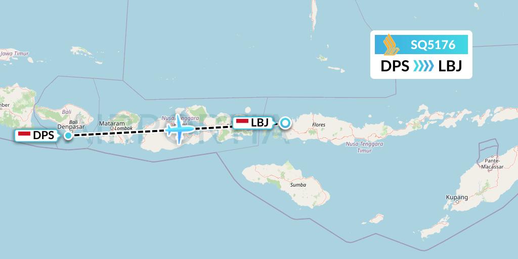 SQ5176 Singapore Airlines Flight Map: Denpasar to Labuan Bajo