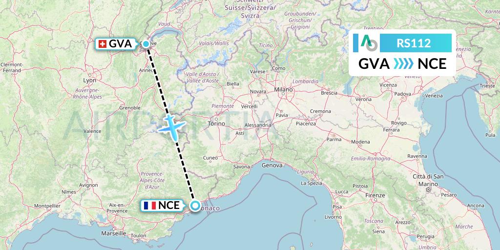 RS112 Air Seoul Flight Map: Geneva to Nice