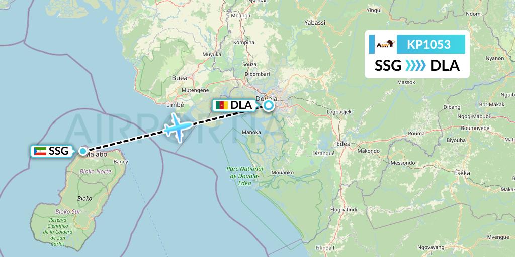 KP1053 ASKY Flight Map: Malabo to Douala