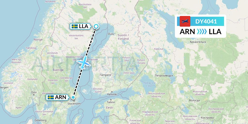 DY4041 Norwegian Flight Map: Stockholm to Lulea