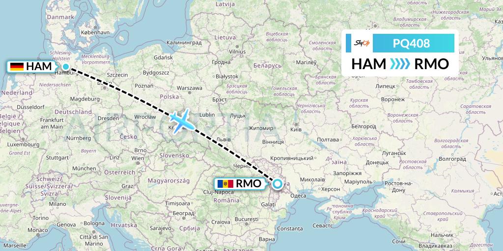 PQ408 SkyUp Airlines Flight Map: Hamburg to Chisinau