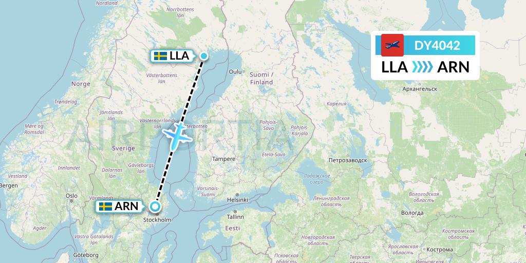 DY4042 Norwegian Flight Map: Lulea to Stockholm