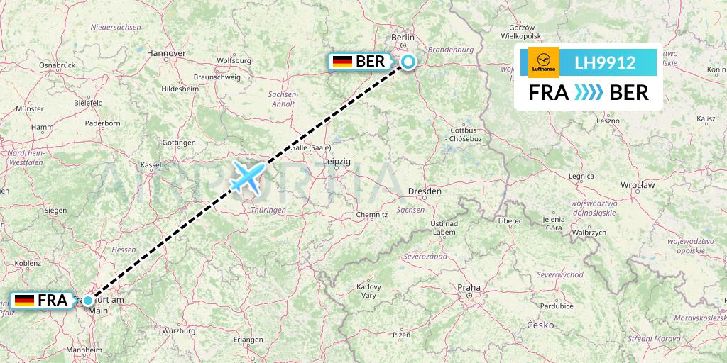 LH9912 Lufthansa Flight Map: Frankfurt to Berlin