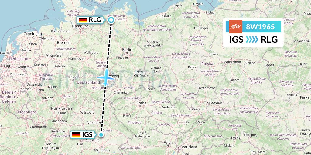 8W1965 Fly AllWays Flight Map: Ingolstadt to Rostock