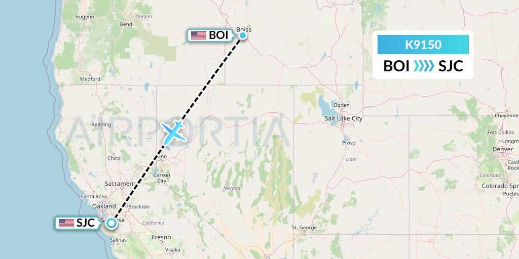 K9150 Kalitta Charters Flight Map: Boise to San Jose