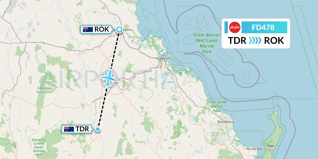 FD478 Thai AirAsia Flight Map: Australia to Rockhampton