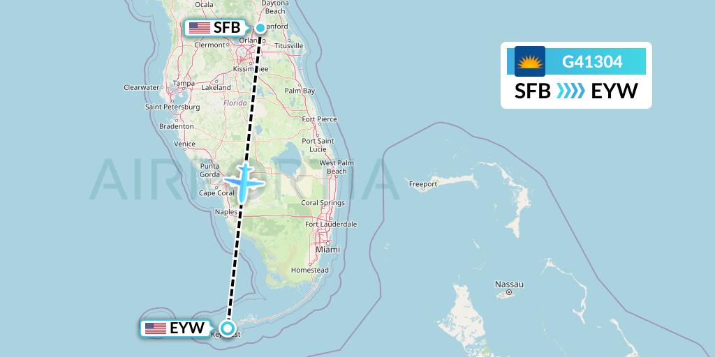 G41304 Allegiant Air Flight Map: Orlando to Key West