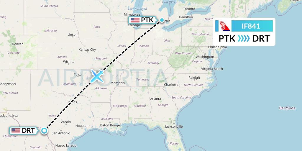 IF841 Fly Baghdad Flight Map: Oakland County to Del Rio