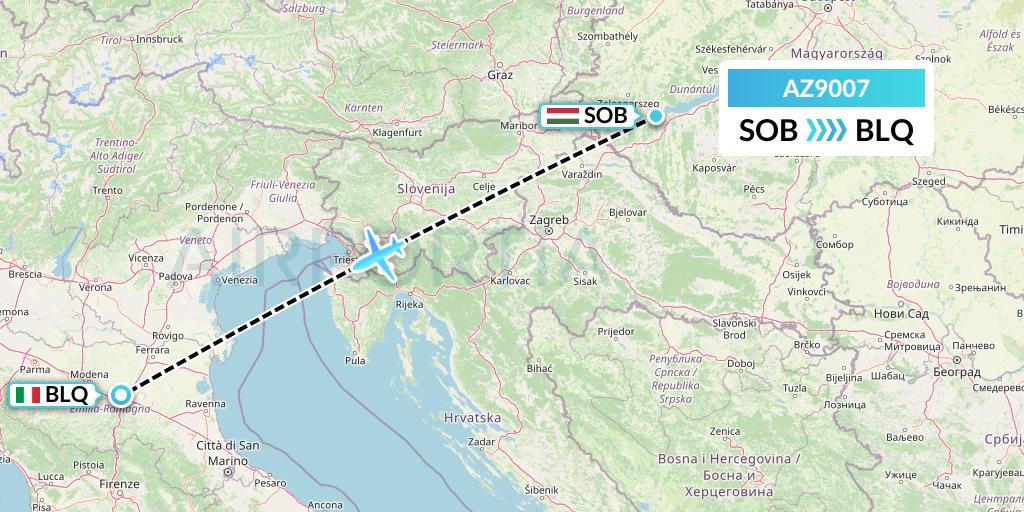 AZ9007 ITA Airways Flight Map: Sarmelleek to Bologna