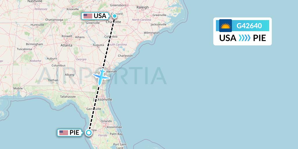 G42640 Allegiant Air Flight Map: Concord to St. Petersburg
