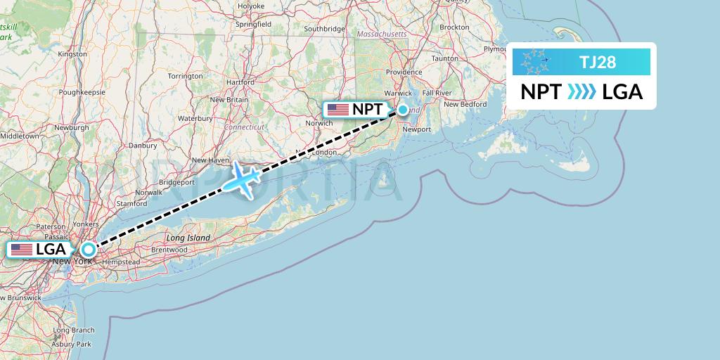 TJ28 Tradewind Aviation Flight Map: Newport to New York