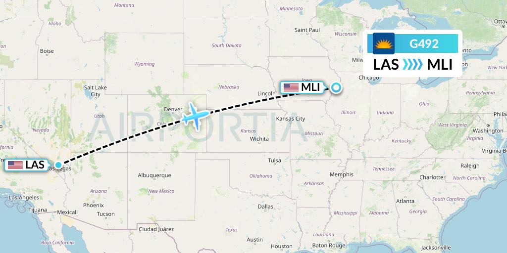 G492 Allegiant Air Flight Map: Las Vegas to Moline
