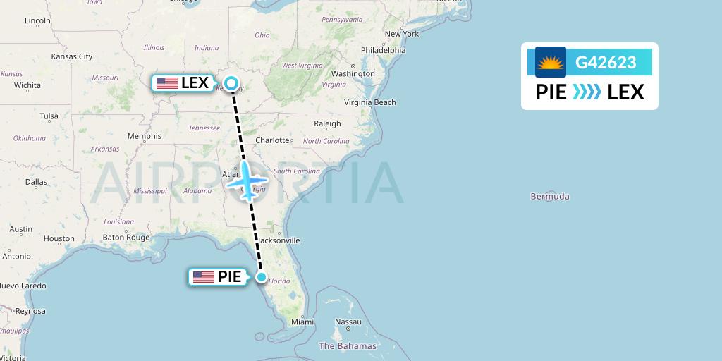 G42623 Allegiant Air Flight Map: St. Petersburg to Lexington