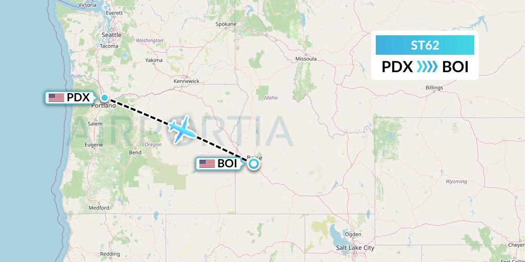 ST62 Air Thanlwin Flight Map: Portland to Boise