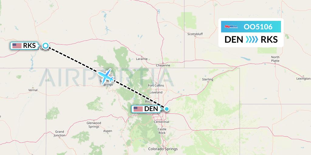 OO5106 SkyWest Airlines Flight Map: Denver to Rock Springs
