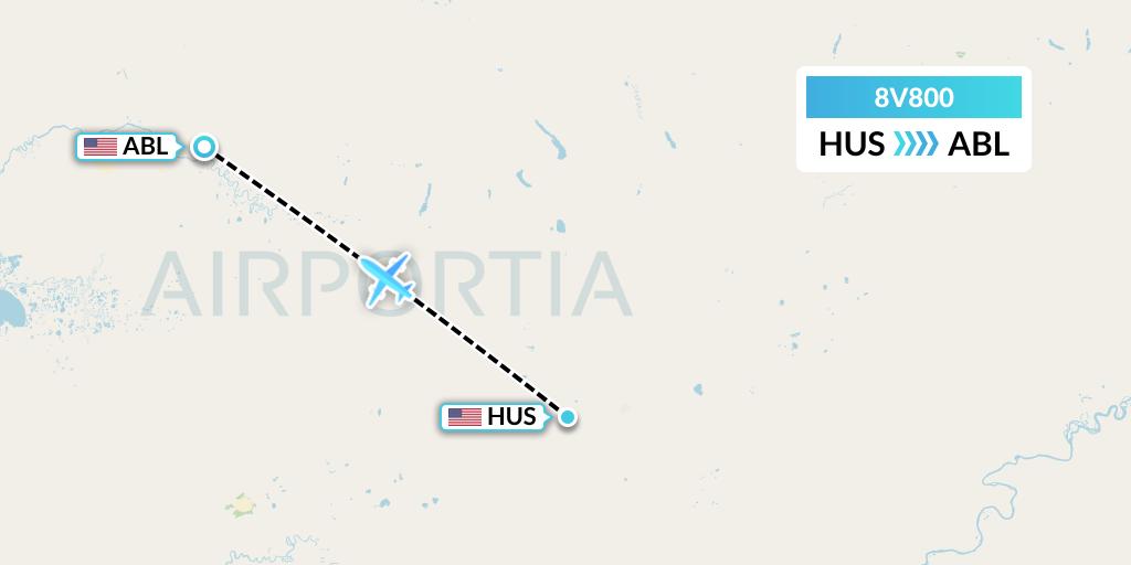 8V800 Wright Air Service Flight Map: Hughes to Ambler