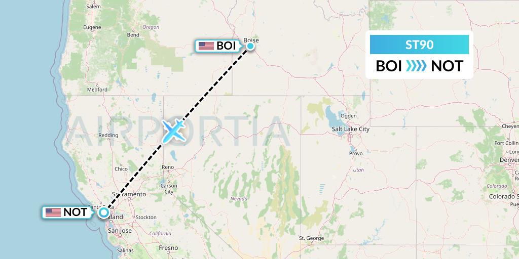 ST90 Air Thanlwin Flight Map: Boise to Novato