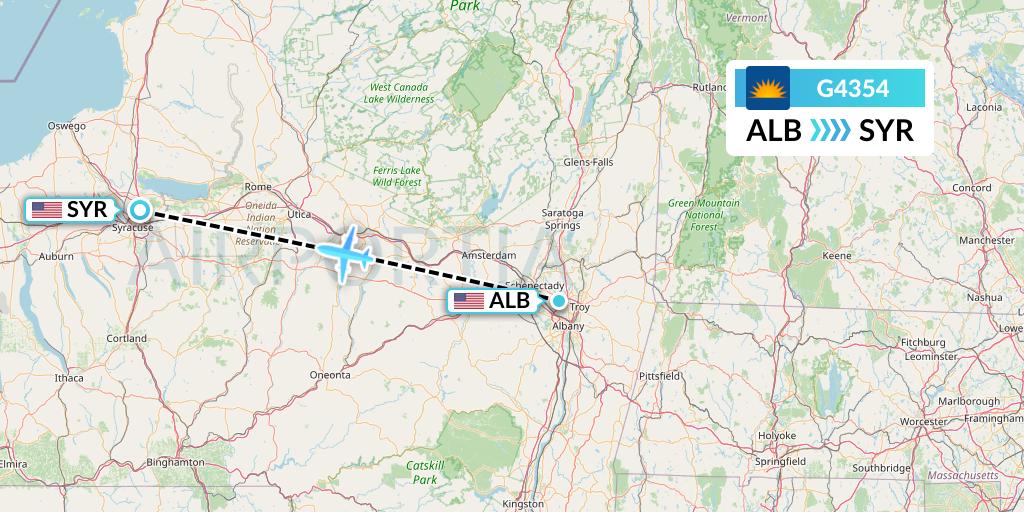 G4354 Allegiant Air Flight Map: Albany to Syracuse