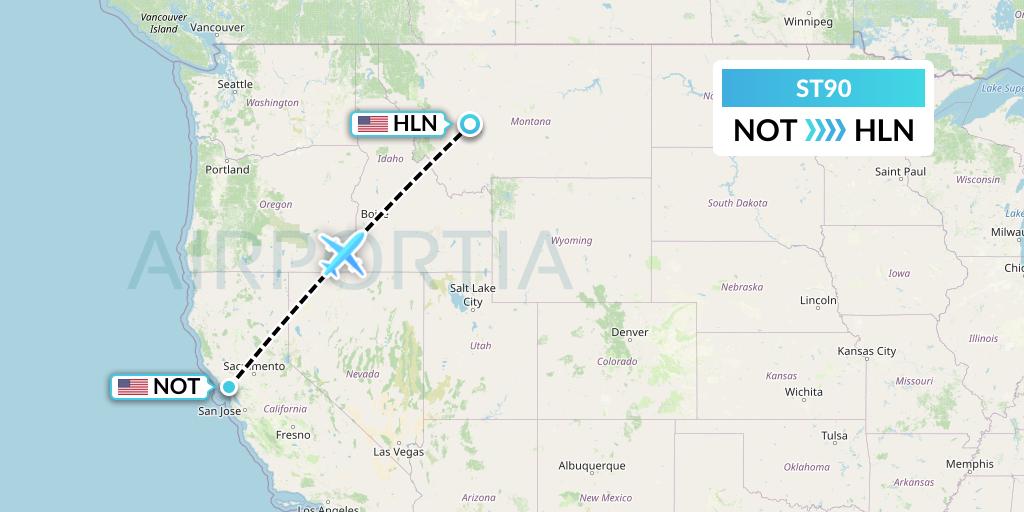 ST90 Air Thanlwin Flight Map: Novato to Helena