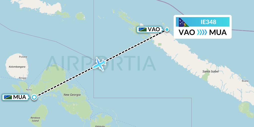 IE348 Solomon Airlines Flight Map: Suavanao to Solomon Islands