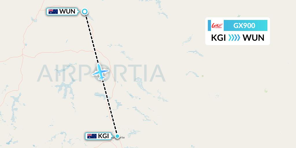GX900 GX Airlines Flight Map: Kalgoorlie to Australia