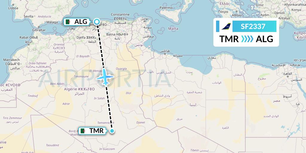 SF2337 Tassili Airlines Flight Map: Tamanrasset to Algiers
