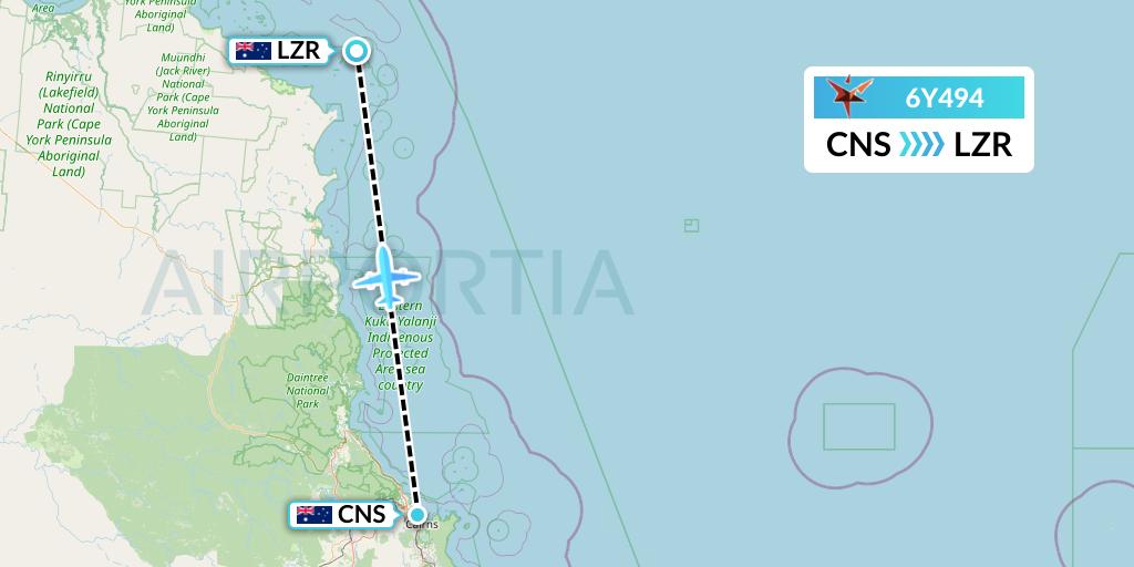 6Y494 SmartLynx Flight Map: Cairns to Australia
