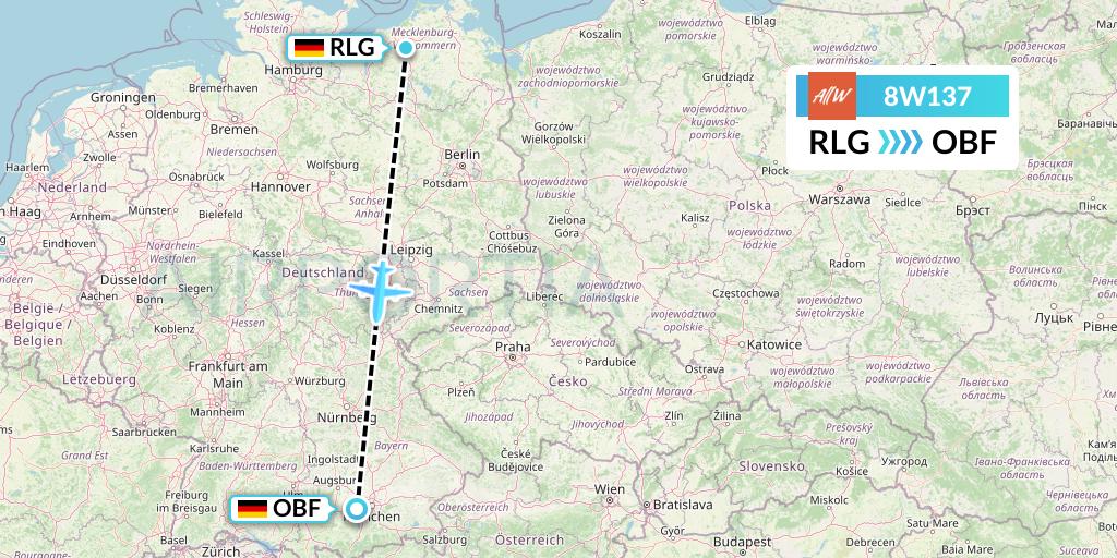 8W137 Fly AllWays Flight Map: Rostock to Oberpfaffenhofen