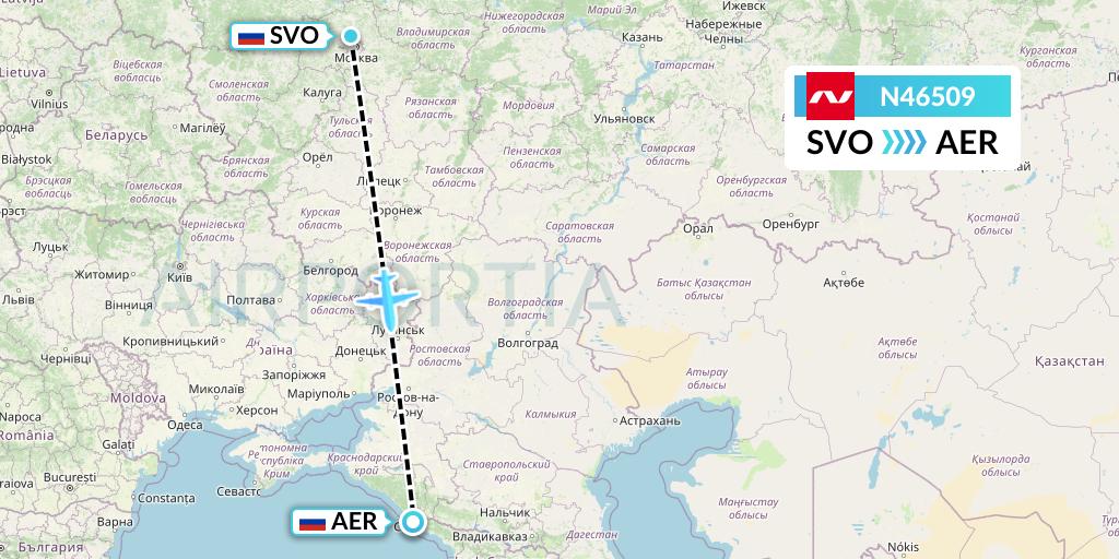 N46509 Nordwind Airlines Flight Map: Moscow to Sochi