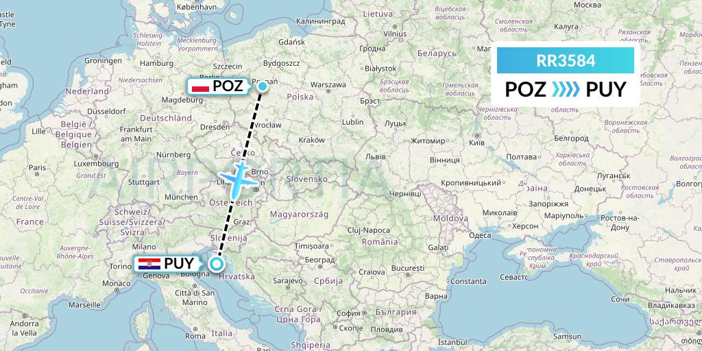 RR3584 Royal Air Force Flight Map: Poznan to Pula