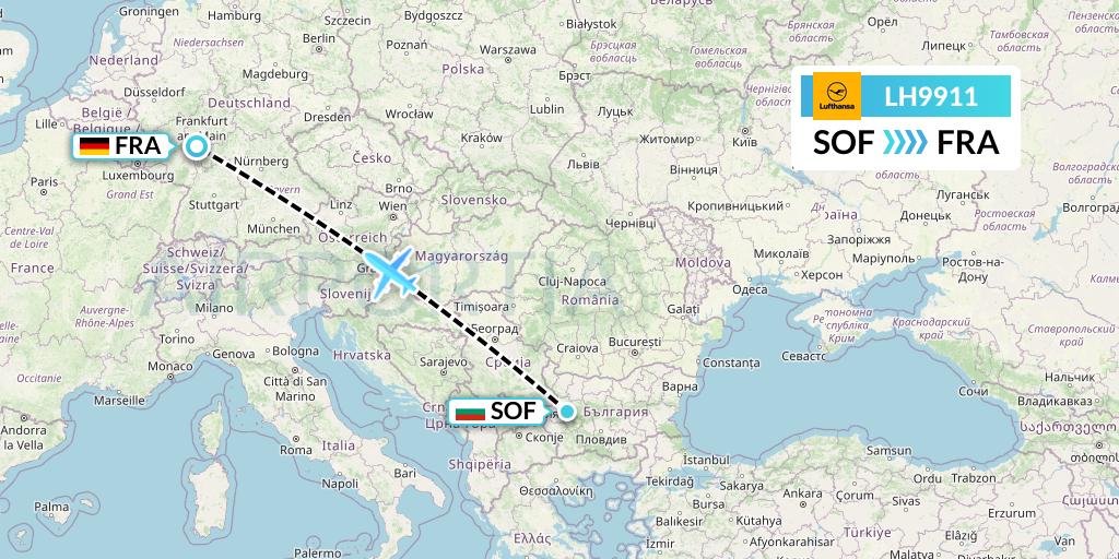 LH9911 Lufthansa Flight Map: Sofia to Frankfurt