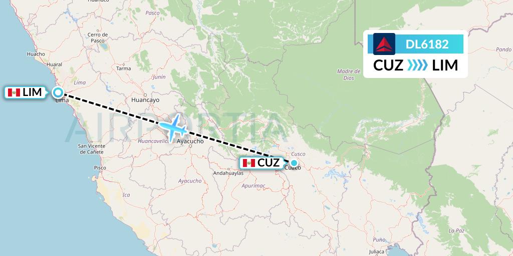 DL6182 Delta Air Lines Flight Map: Cusco to Lima