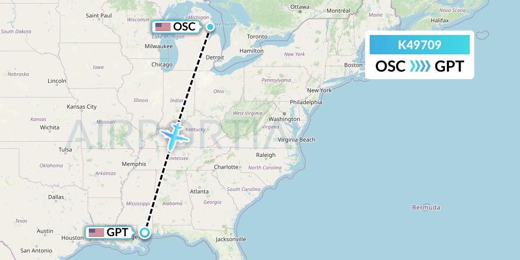 K49709 Kalitta Air Flight Map: Oscoda to Gulfport