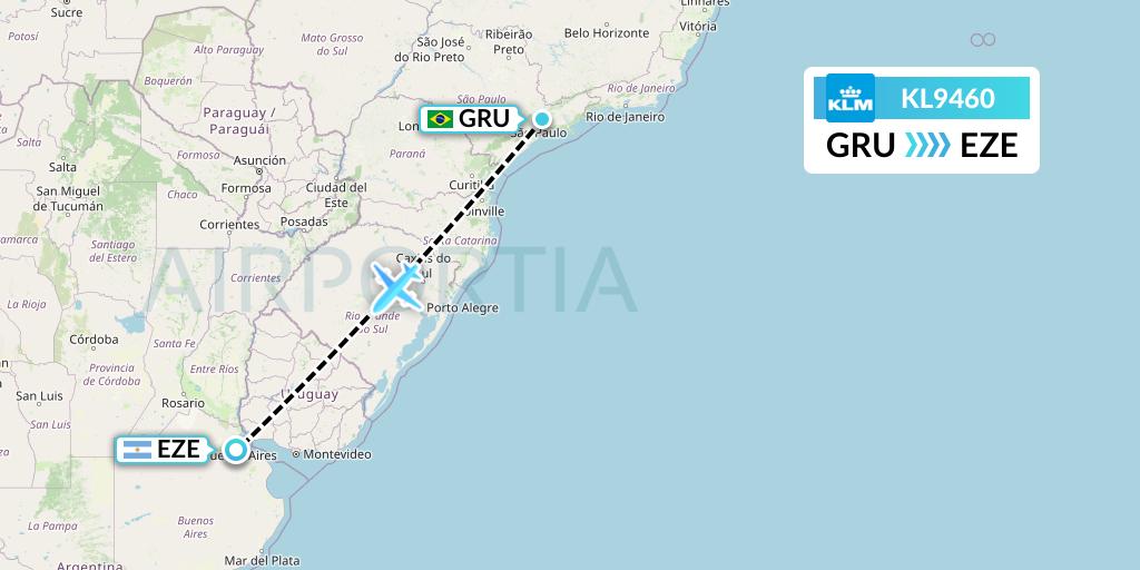 KL9460 KLM Flight Map: Sao Paulo to Buenos Aires