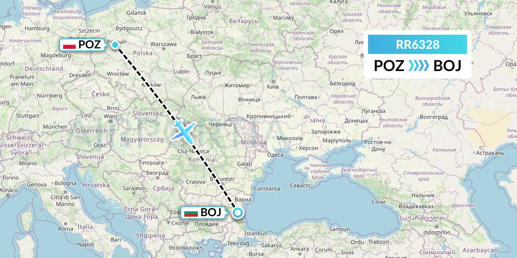 RR6328 Royal Air Force Flight Map: Poznan to Burgas
