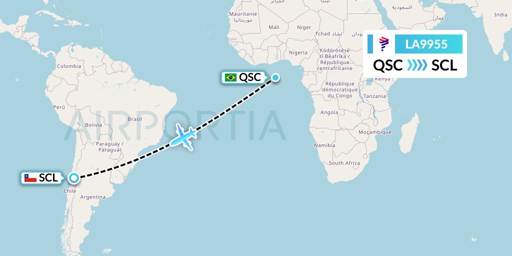 LA9955 LAN Airlines Flight Map: Sao Carlos to Santiago