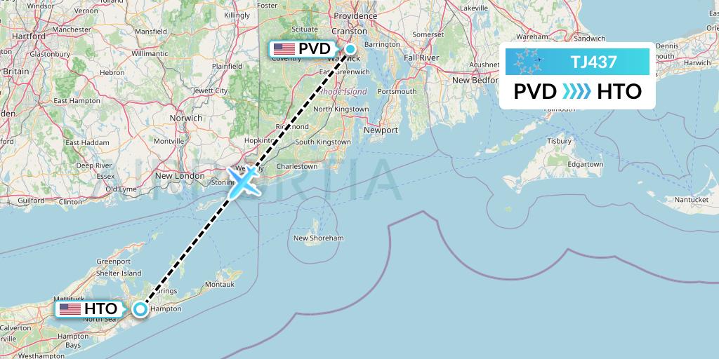 TJ437 Tradewind Aviation Flight Map: Providence to East Hampton