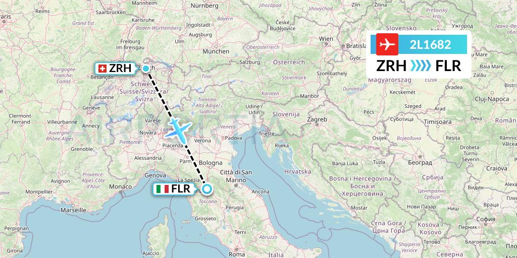 2L1682 Helvetic Airways Flight Map: Zurich to Florence