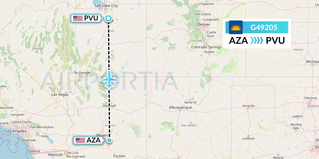 G49205 Allegiant Air Flight Map: Phoenix to Provo