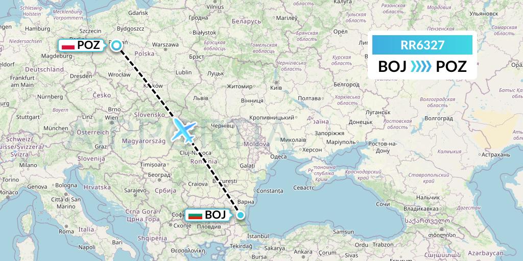 RR6327 Royal Air Force Flight Map: Burgas to Poznan