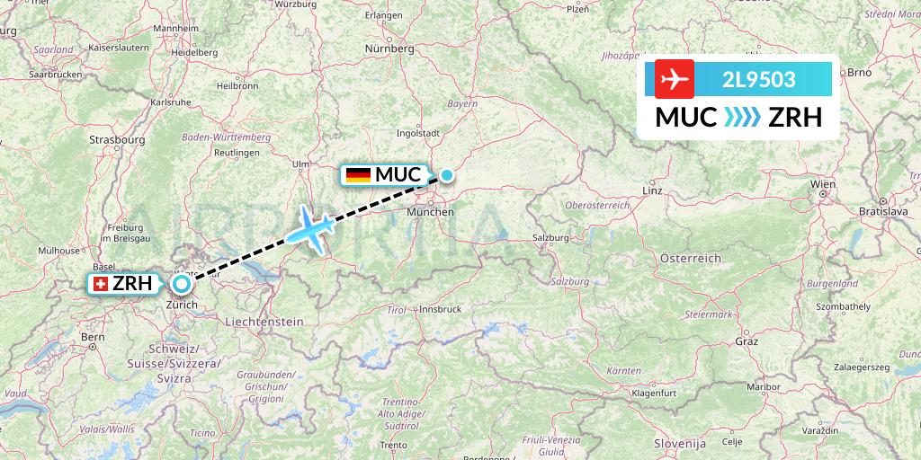 2L9503 Helvetic Airways Flight Map: Munich to Zurich