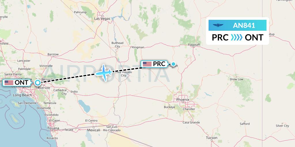 AN841 Advanced Air Flight Map: Prescott to Ontario