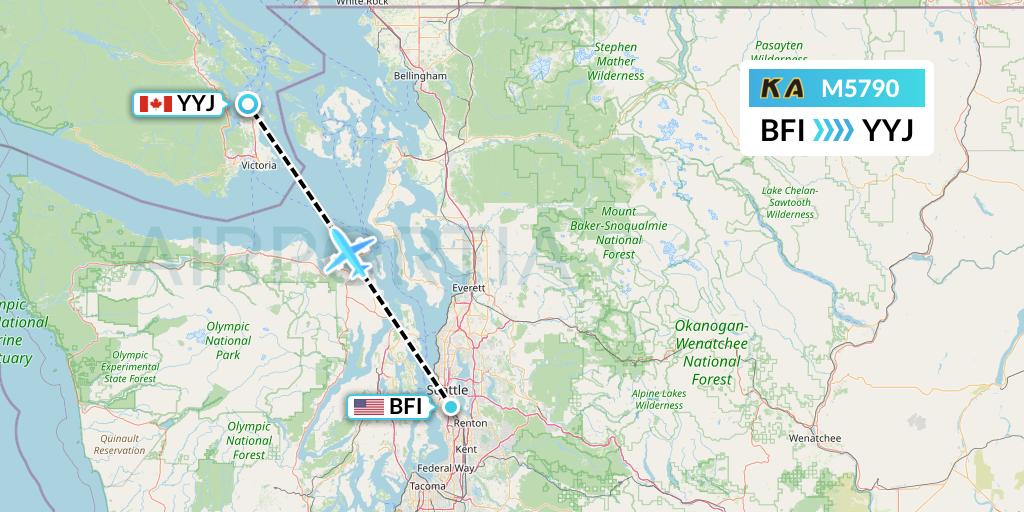 M5790 Kenmore Air Flight Map: Seattle to Victoria