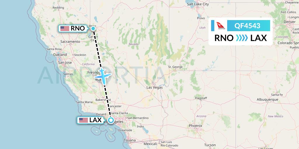 QF4543 Qantas Flight Map: Reno to Los Angeles