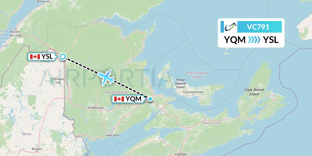 VC791 ViaAir Flight Map: Moncton to St Leonard