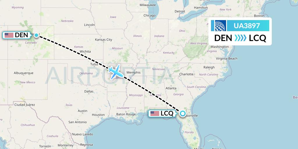UA3897 United Airlines Flight Map: Denver to Lake City