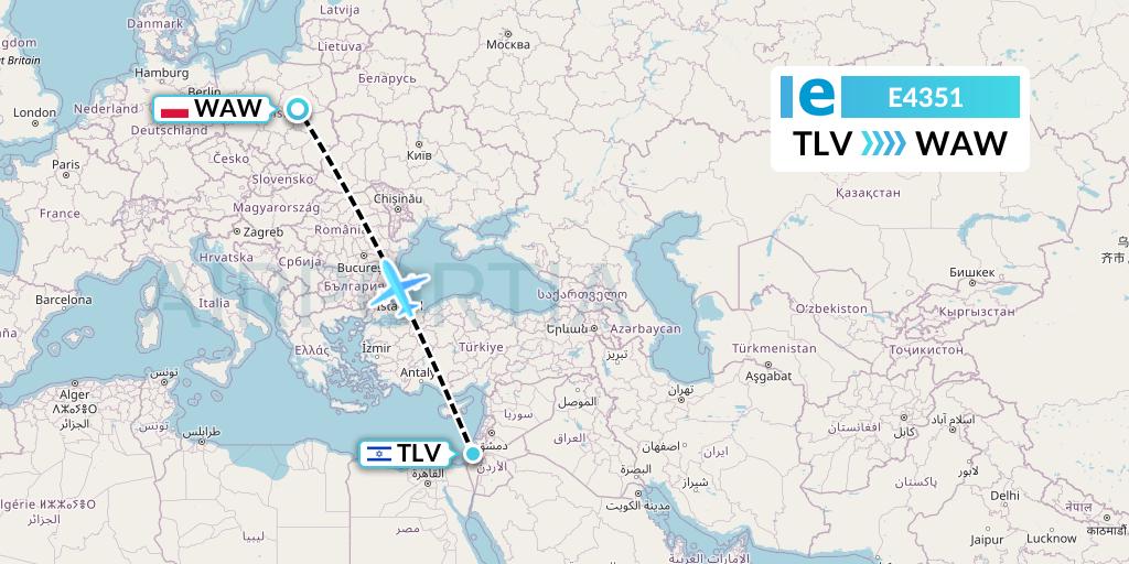 E4351 Estelar Latinoamerica C.A. Flight Map: Tel Aviv to Warsaw