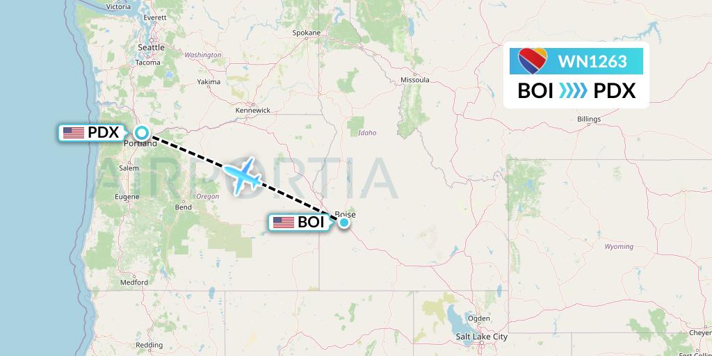 WN1263 Southwest Airlines Flight Map: Boise to Portland