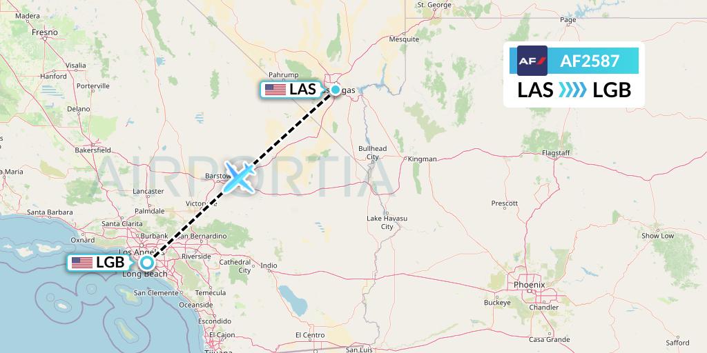 AF2587 Air France Flight Map: Las Vegas to Long Beach